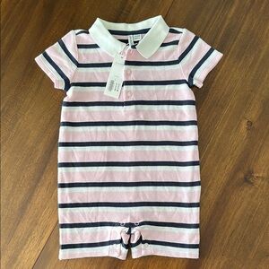 *NEW* Striped Pink, White, and Navy Baby Romper